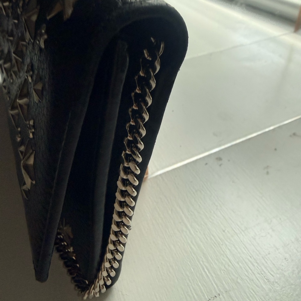 . Jimmy Choo: Milla Black Star-Studded Leather Chain Clutch Wallet - Picture 10 of 10